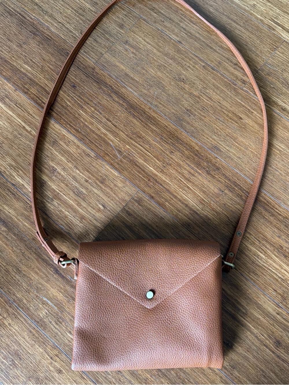 Classic Pebbled Tan Leather Envelope Crossbody